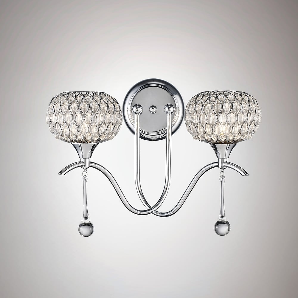 Diyas IL31501 Chelsie Wall Lamp 2 Light Polished/Clear Glass (SD)