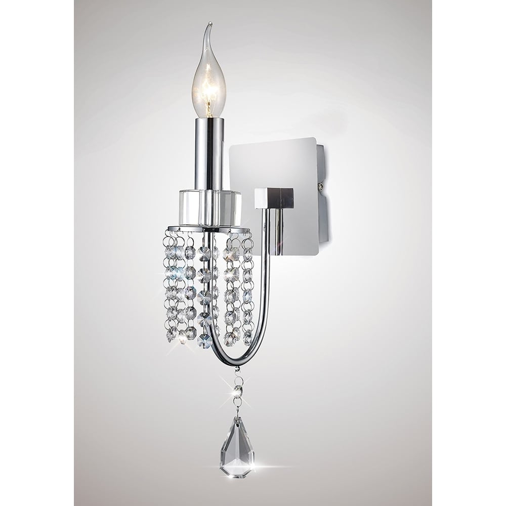 Diyas IL31540 Emily Wall Lamp Switched Polished Chrome/Crystal