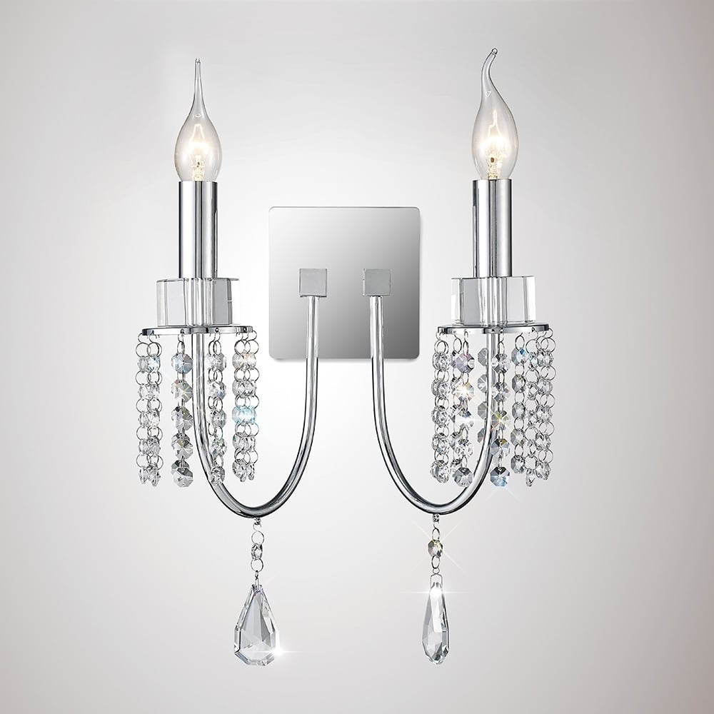 Diyas IL31541 Emily Wall Lamp Switched 2 Light Polished Chrome/Crystal