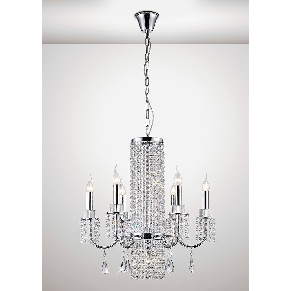 Diyas IL31543 Emily Pendant 6 Light Polished Chrome/Crystal