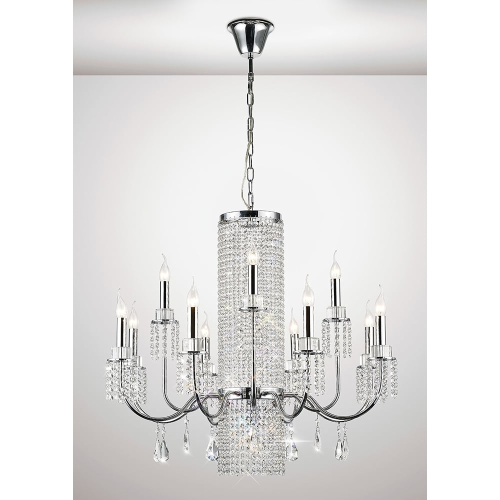 Diyas IL31544 Emily Pendant 8+4 Light Polished Chrome/Crystal