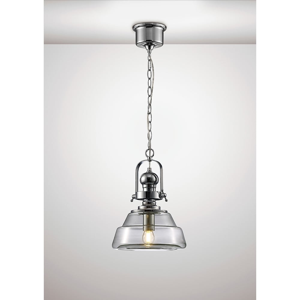 Diyas IL31590 Reyna Single Small Pendant Polished Chrome/Clear Glass