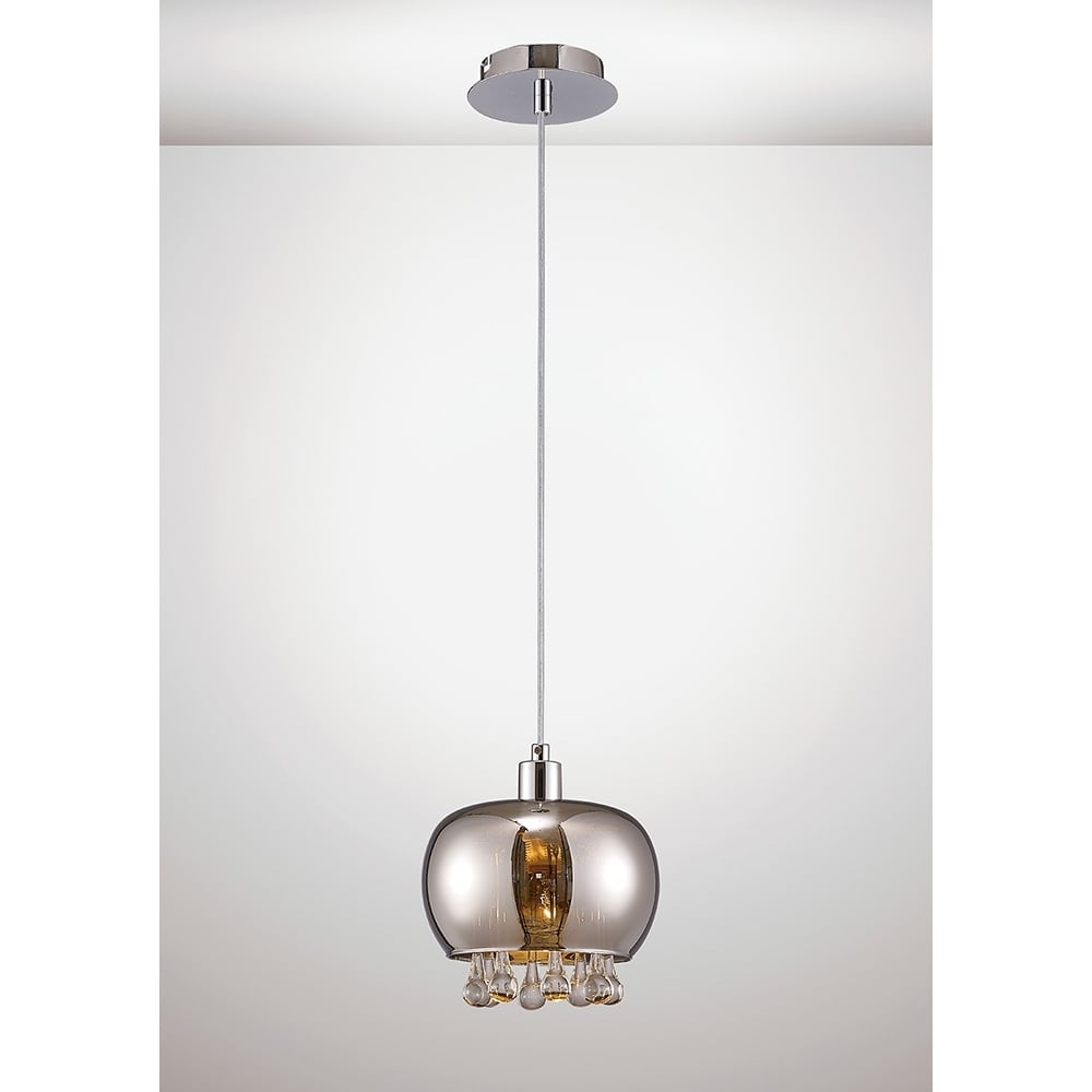Diyas IL31600 Pandora Single Pendant Mirrored Glass/Polished Chrome