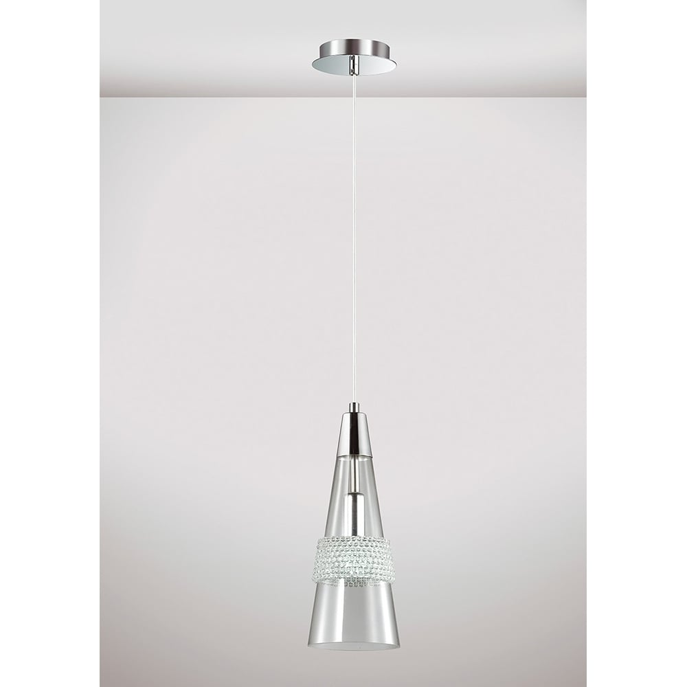 Diyas IL31605 Emilia Single Pendant Polished Chrome/Crystal (S)