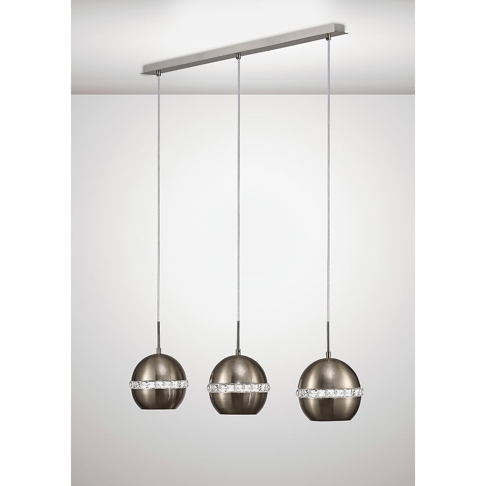 Diyas IL31613 Andrea Pendant 3 Light Linear Polished Chrome/Crystal