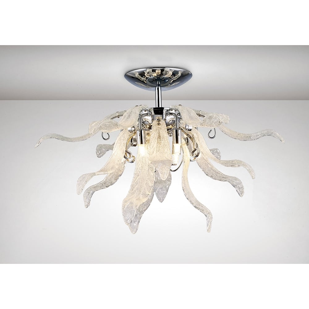 Diyas IL31630 Lily Ceiling 6 Light Polished Chrome/Sand Glass