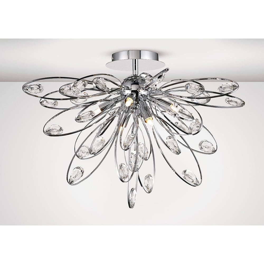 Diyas IL31645 Harlow Ceiling 6 Light Polished Chrome/Crystal