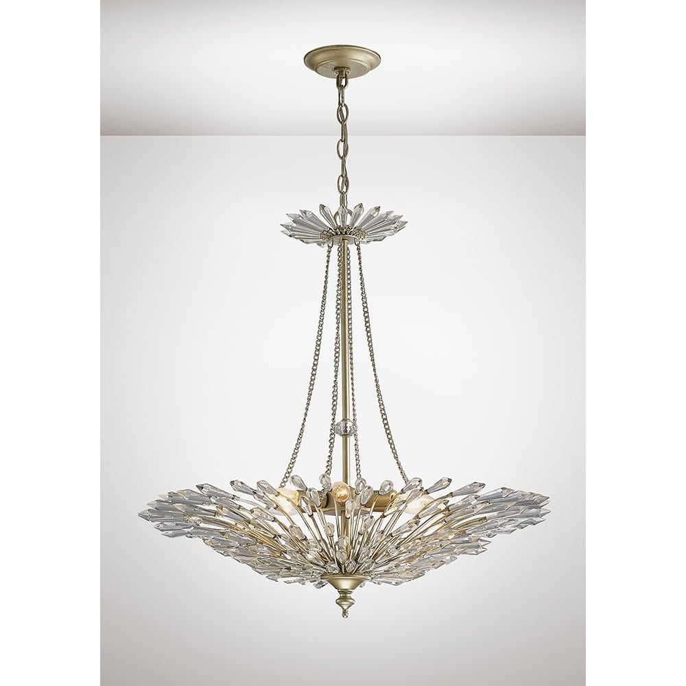 Diyas IL31672 Fay Pendant 6 Light Aged Gold/Silver/Crystal