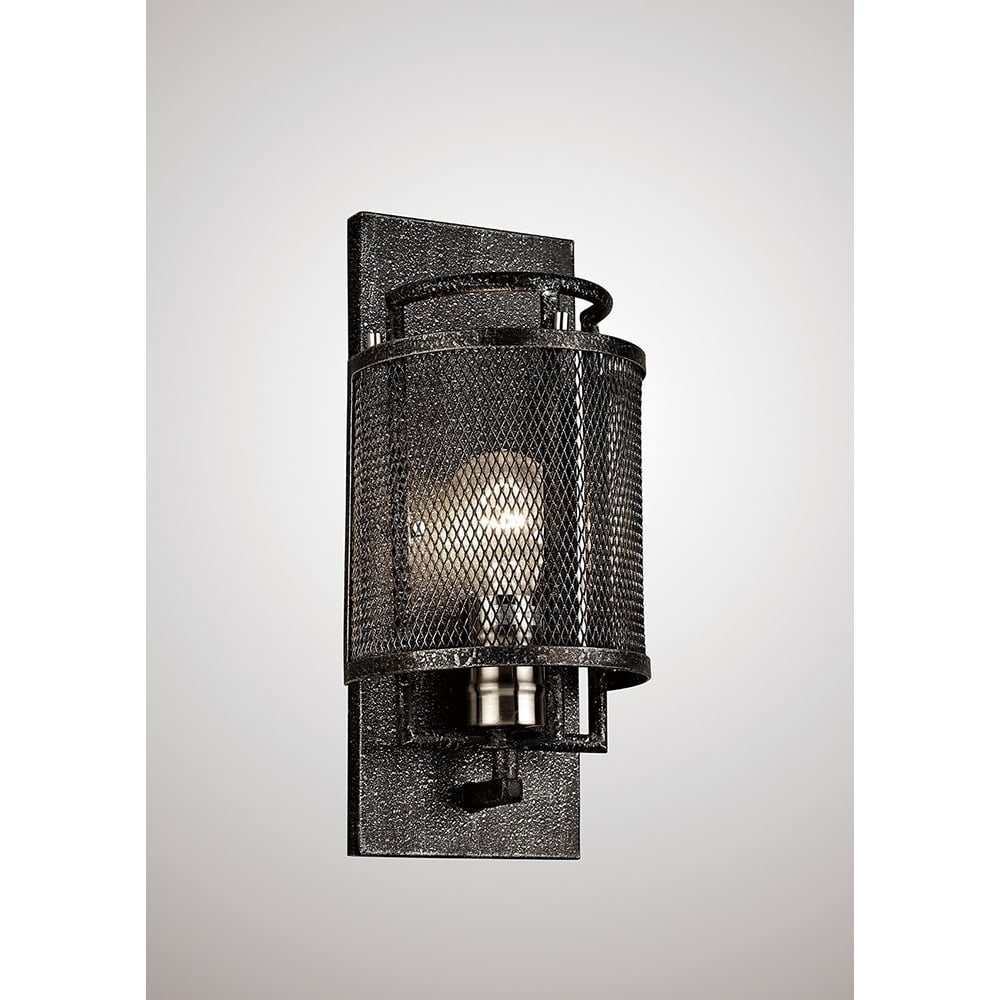 Diyas IL31690 Parker Wall Lamp 1 Light Weathered Zinc/Brushed Nickel