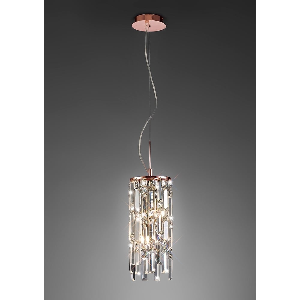 Diyas IL31713 Maddison Pendant Cylinder 2 Light Rose Gold/Crystal (S)