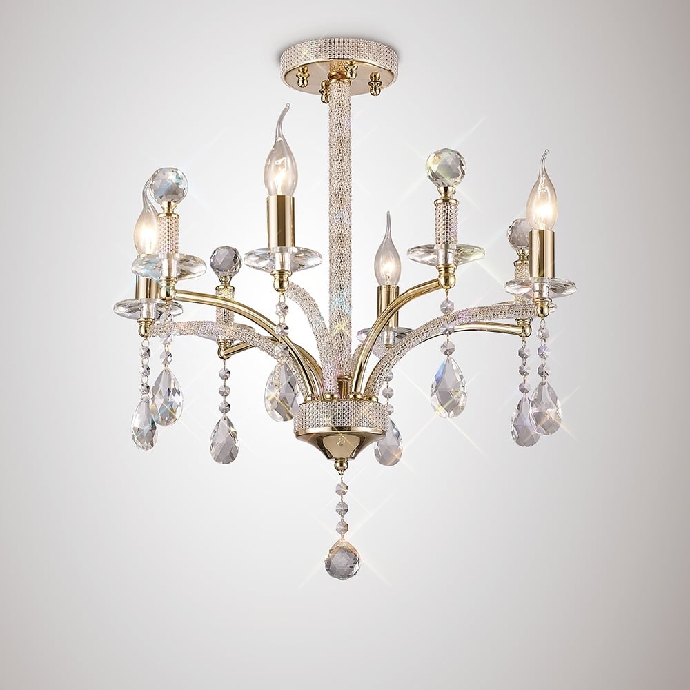 Diyas IL32364 Fiore Pendant 4 Light French Gold/Crystal (S)