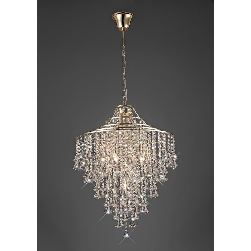 Diyas IL32772 Inina Pendant 7 Light French Gold/Crystal