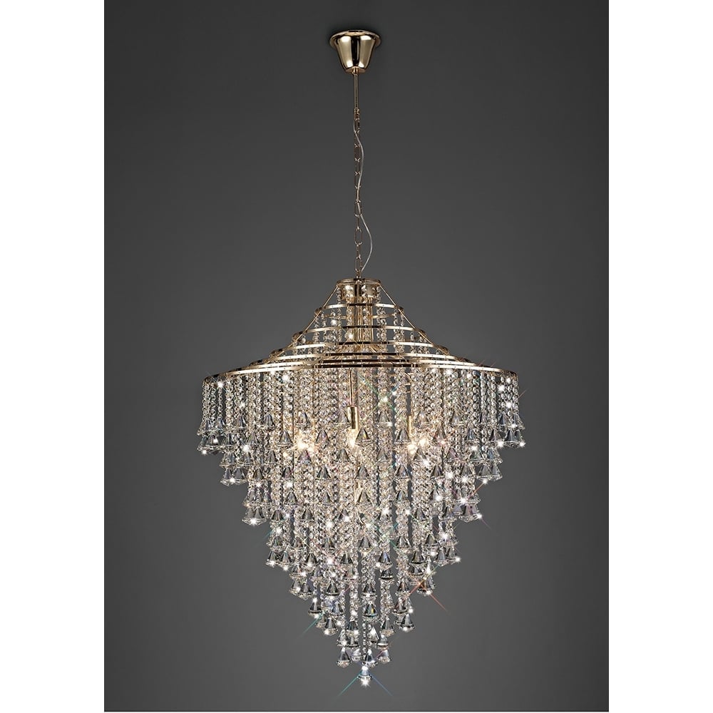 Diyas IL32773 Inina Pendant 9 Light French Gold/Crystal