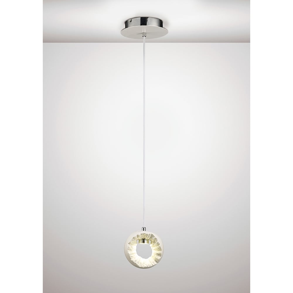 Diyas IL80065 Salvio Round Sculpture Pendant LED Chrome/White