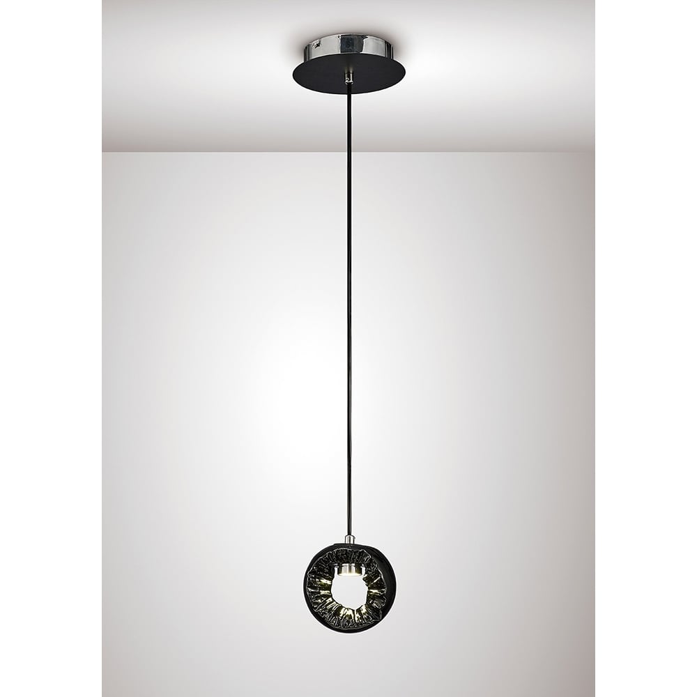 Diyas IL80066 Salvio Round Sculpture Pendant LED Chrome/Black