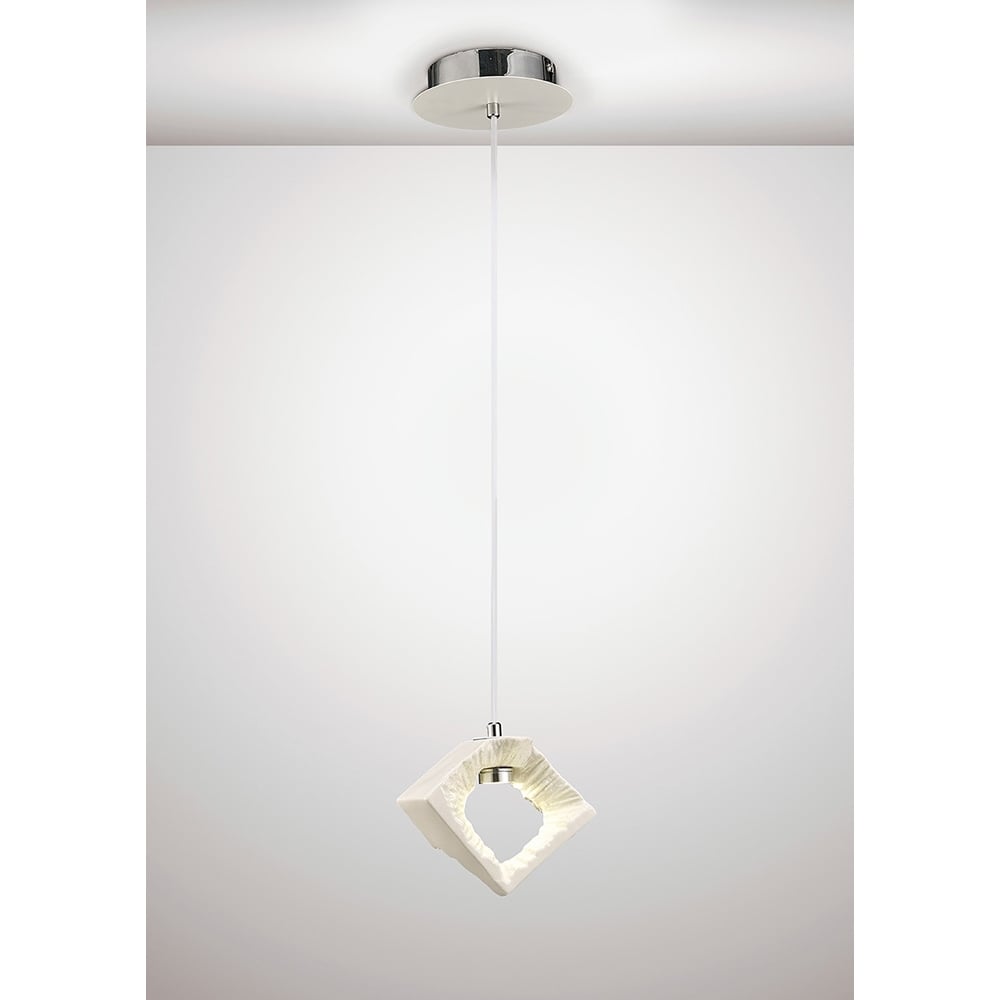 Diyas IL80067 Salvio Square  Sculpture Pendant LED Chrome/White