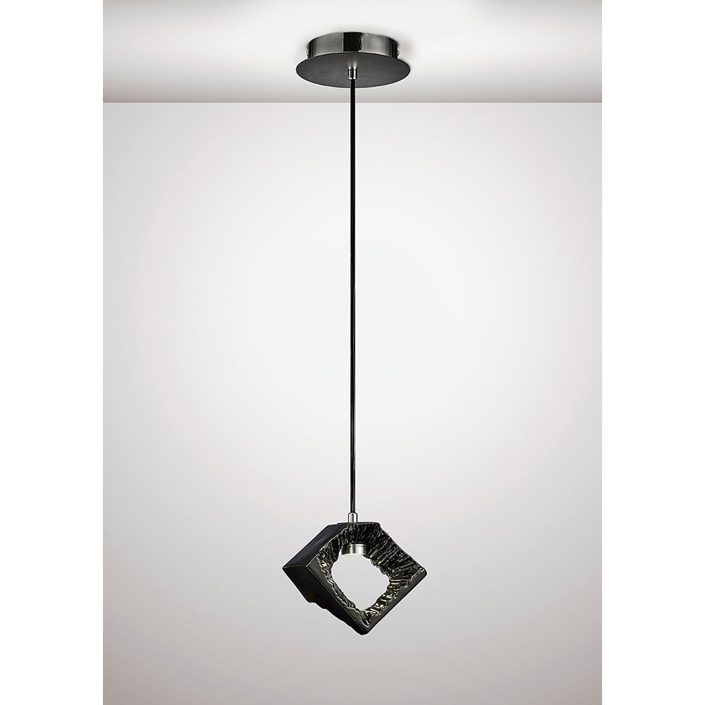 Diyas IL80068 Salvio Square Sculpture Pendant LED Chrome/Black