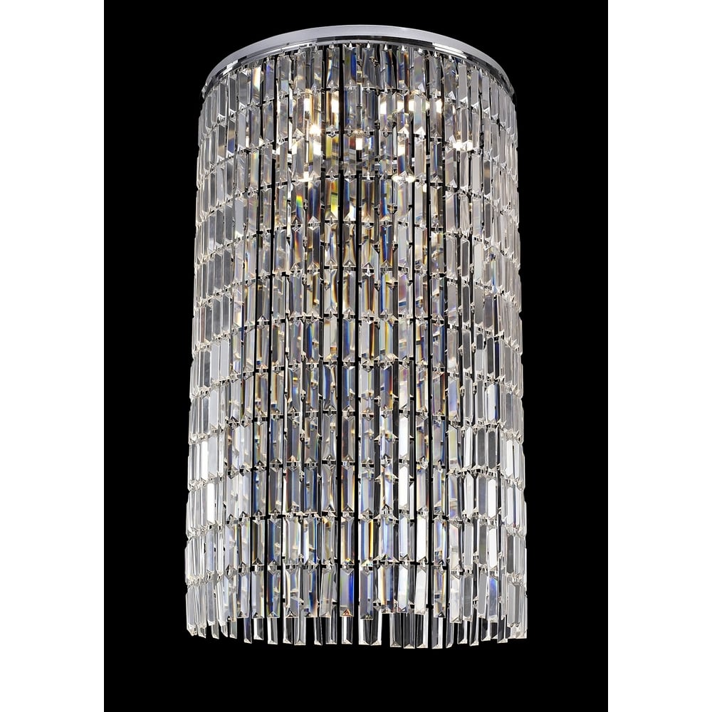 IL30077 Torre Pendant 7 Light Polished Chrome/crystal. (ceiling Plate And Mirror)