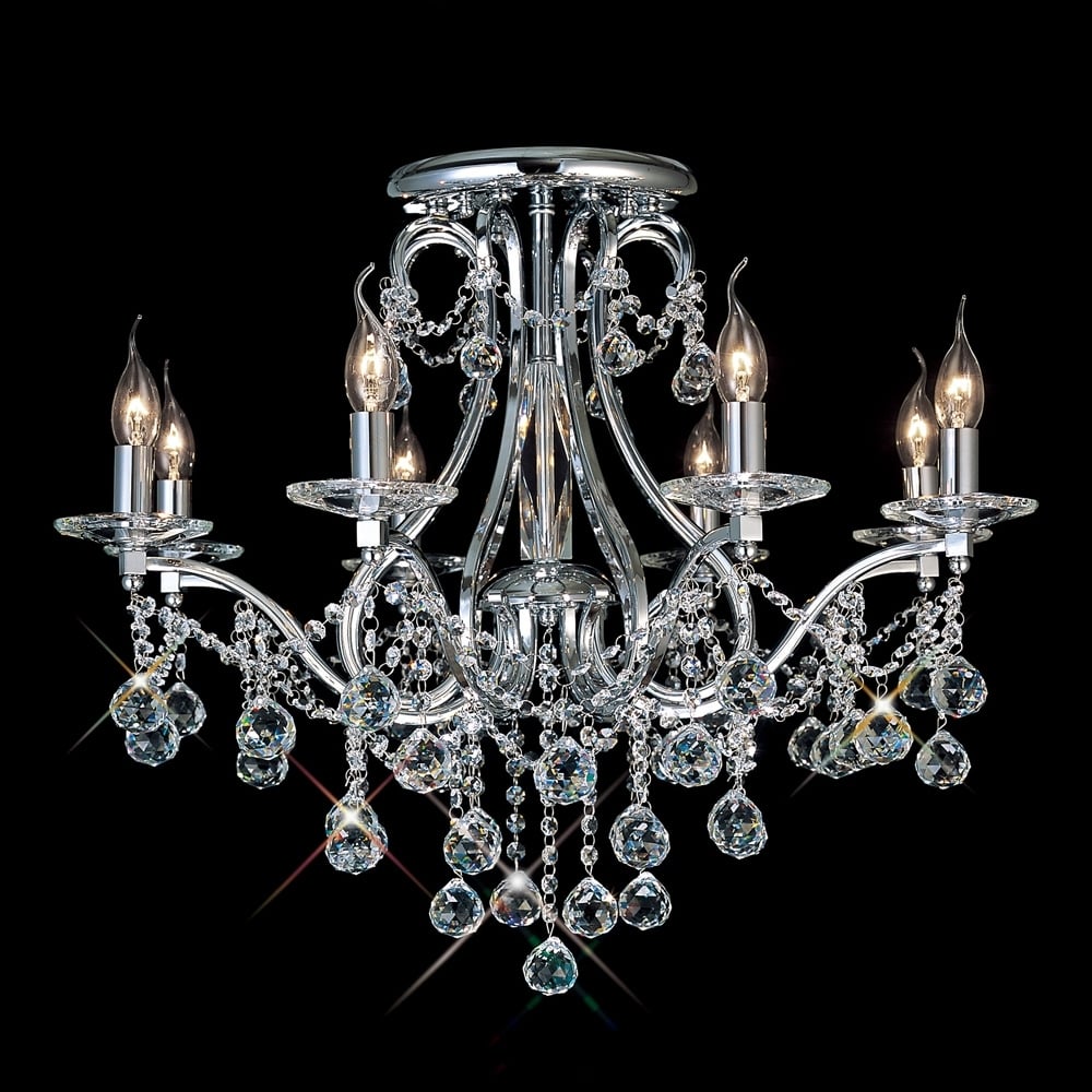 IL30118 Bianco Crystal Ceiling 8 Light Chrome