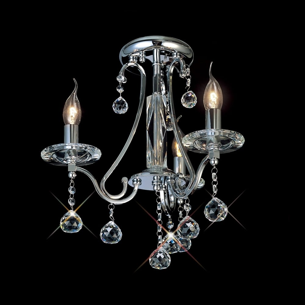 IL30113 Bianco Crystal Ceiling 3 Light Chrome
