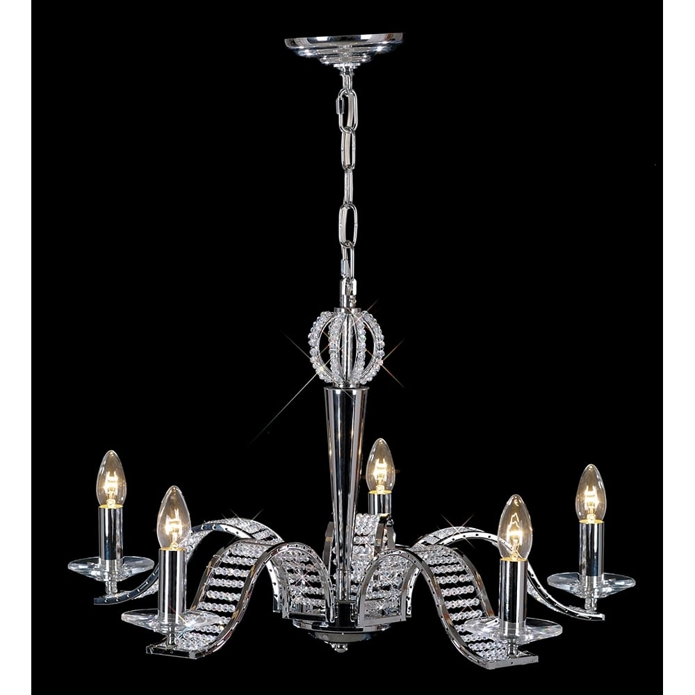 IL30345 Niobe Pendant 5 Light Chrome/crystal