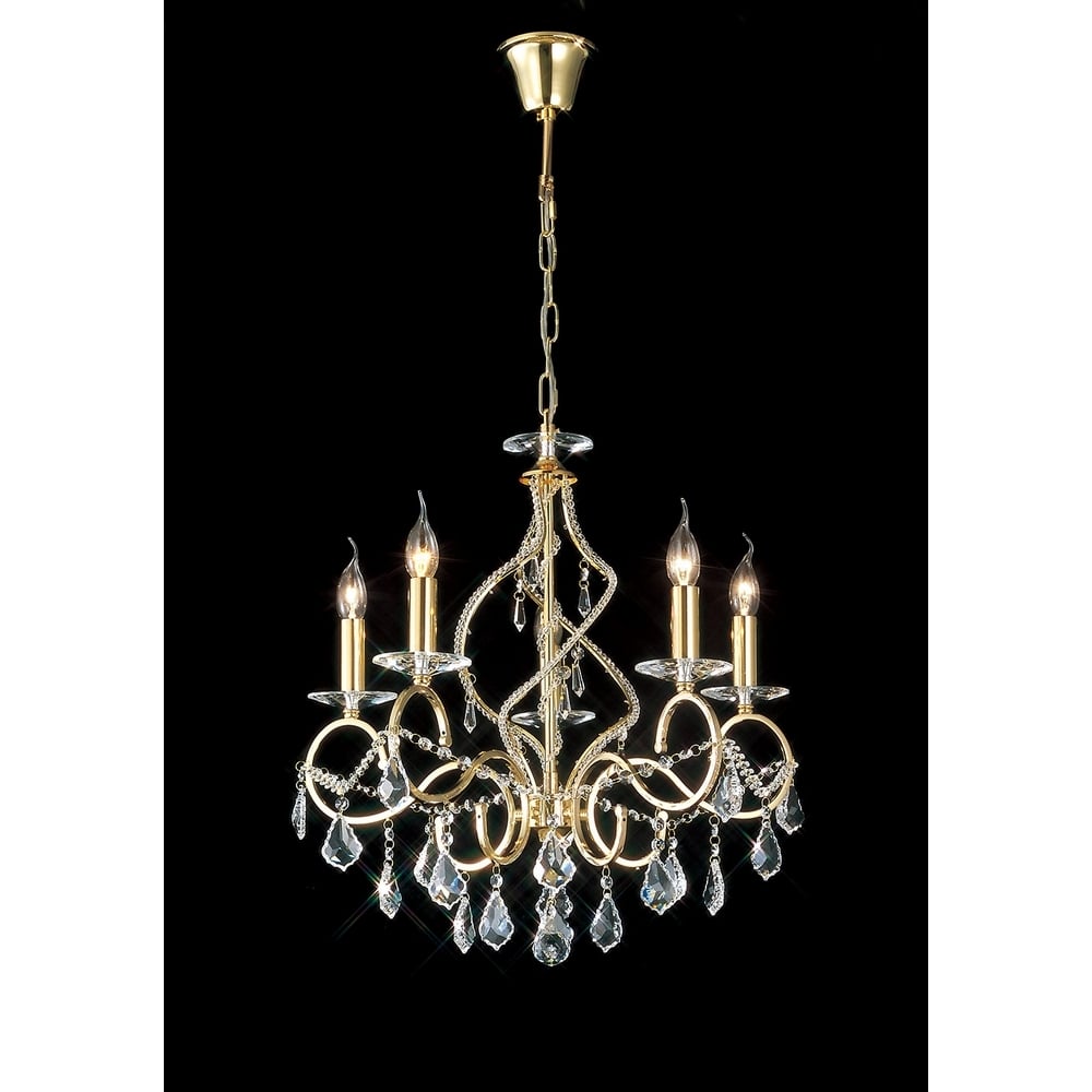 IL30325 Torino 5 Light Pendant Gold/crystal