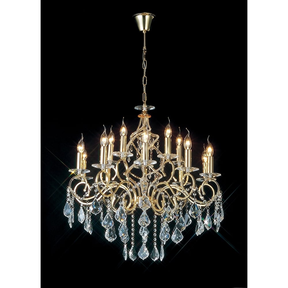 IL303210+5 Torino 15 Light Pendant Gold/crystal