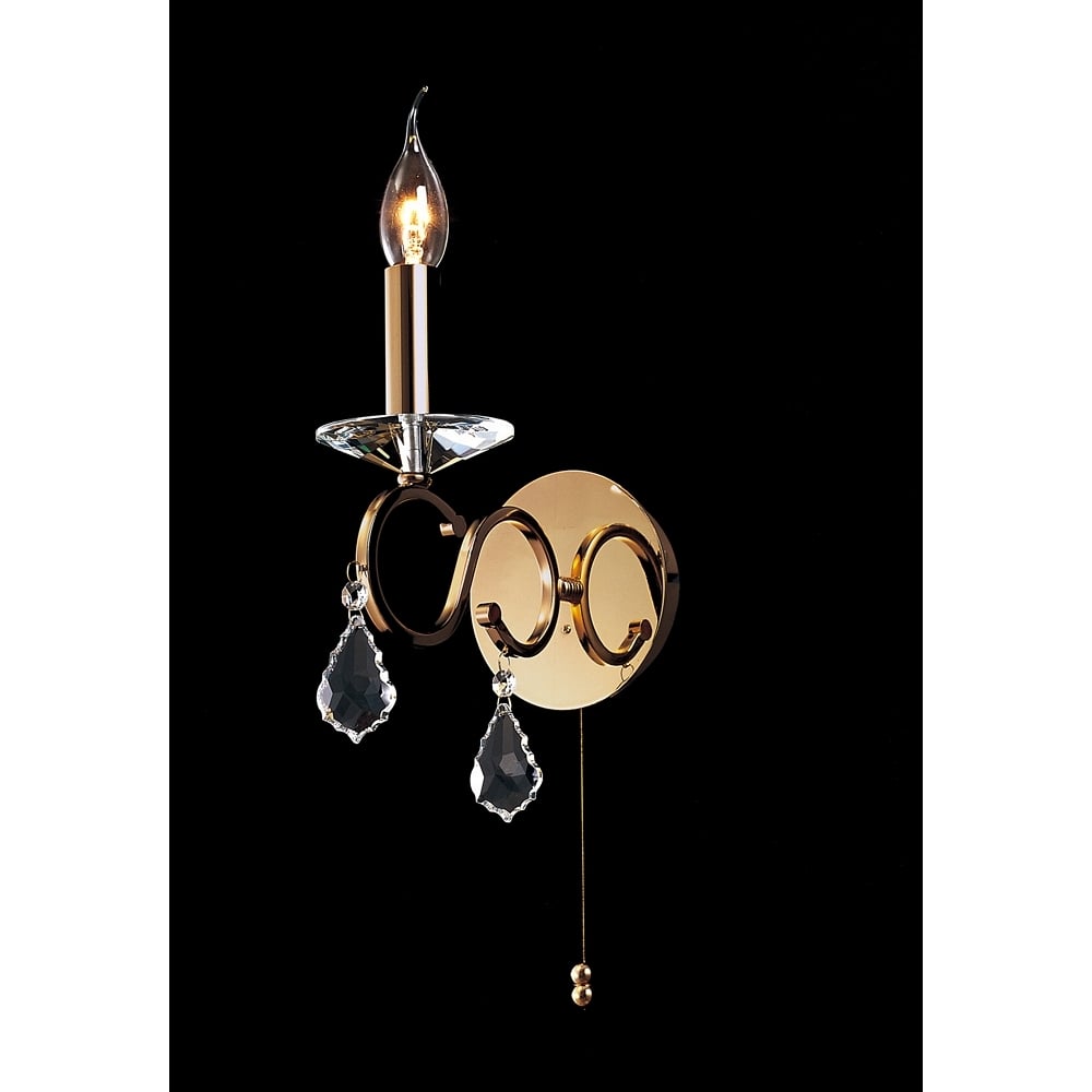 IL30321 Torino 1 Light Switched Wall Lamp Gold/crystal