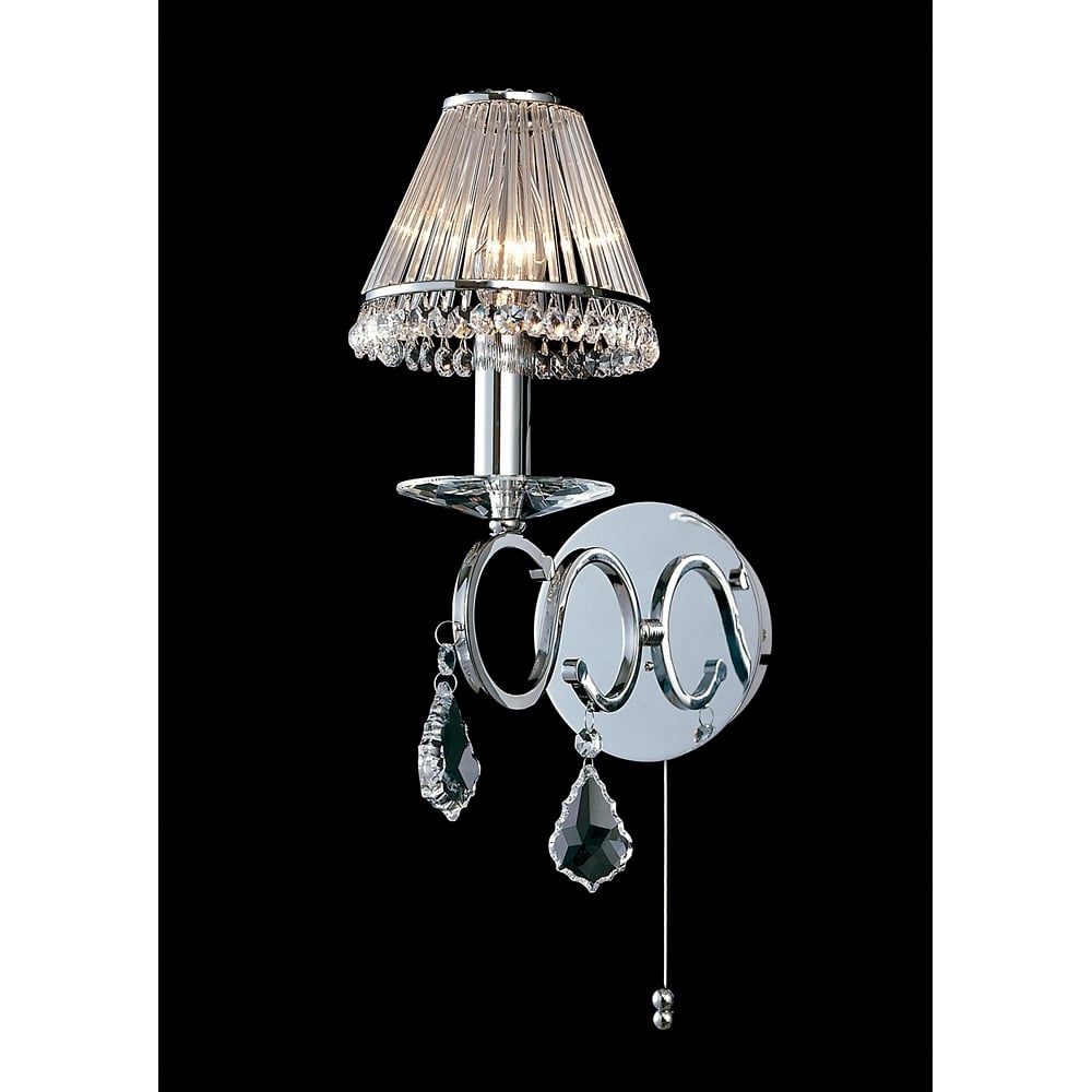IL30311 Torino 1 Light Switched Wall Lamp Chrome/crystal (shades Not Included)