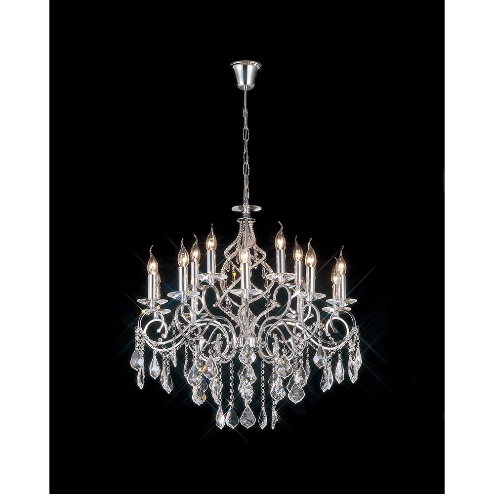 IL303110+5 Torino 15 Light Pendant Chrome/crystal