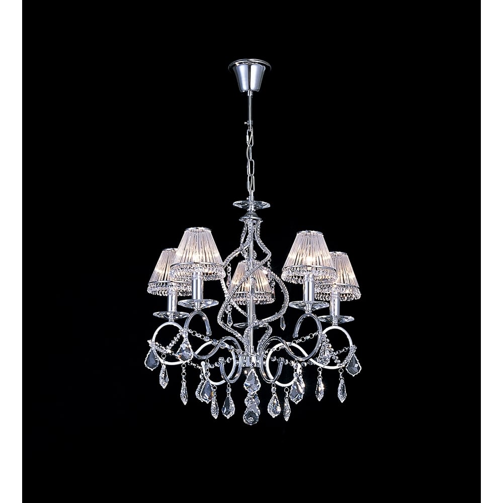 IL30315 Torino 5 Light Pendant Chrome/crystal (shades Not Included)
