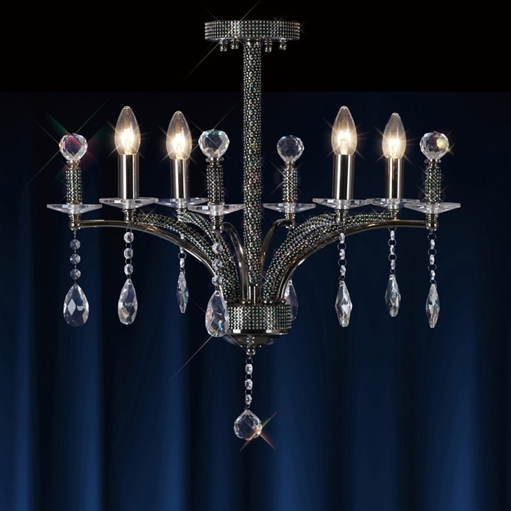 IL30364 Fiore Ceiling 4 Light Black Chrome/crystal