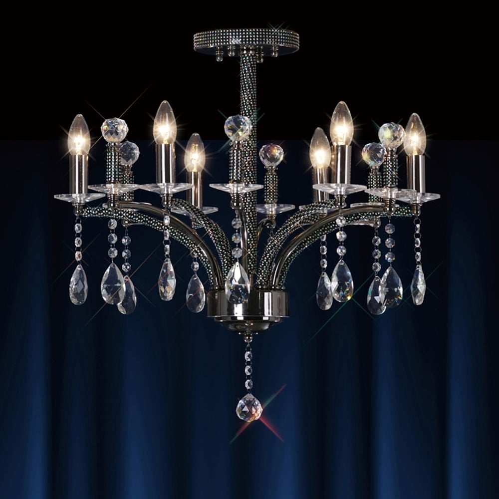 IL30366 Fiore Ceiling 6 Light Black Chrome/crystal