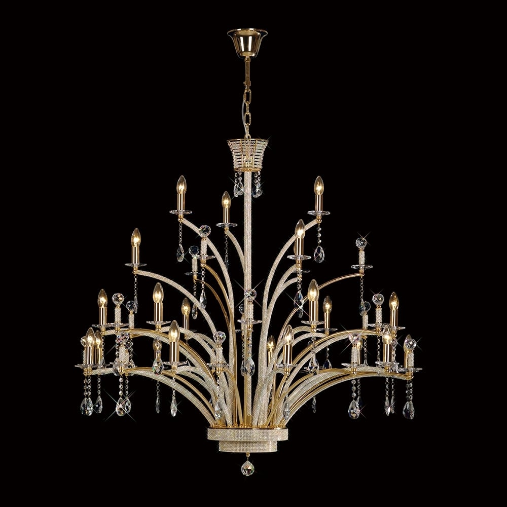 IL30390 Orlando Pendant 21 Light Gold/crystal