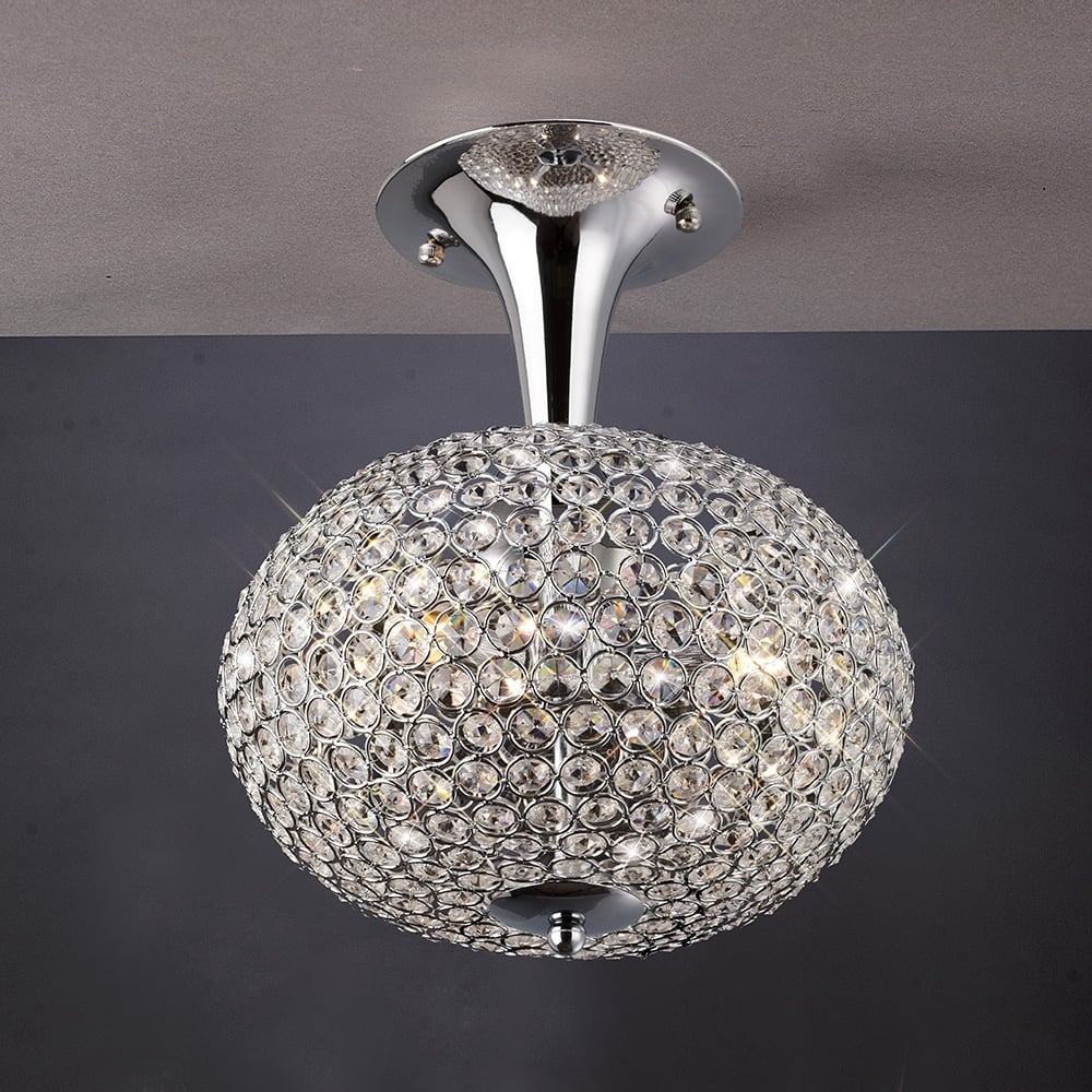 IL30415 Vado Semi Flush Ceiling 3 Light Polished Chrome/crystal