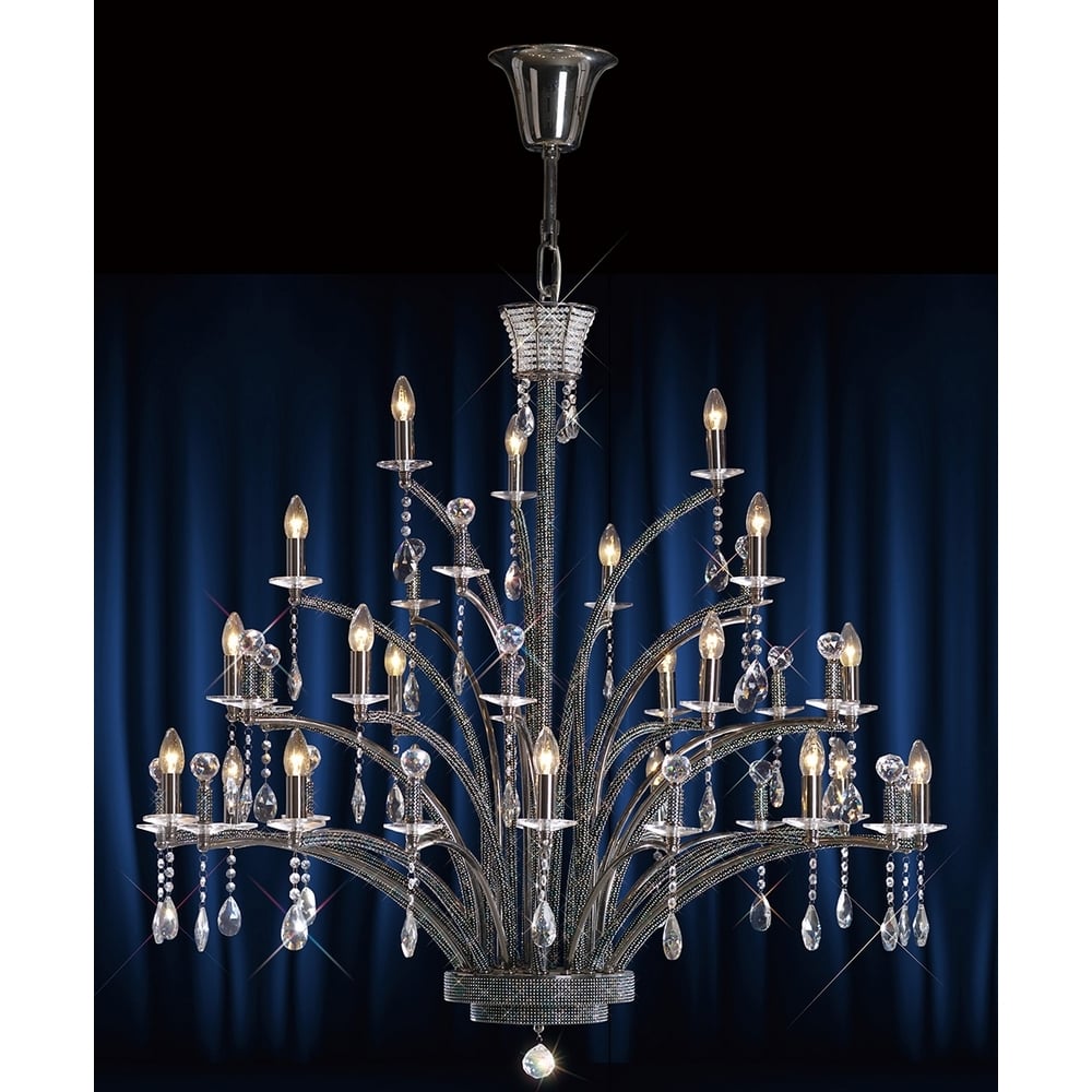 IL30490 Orlando Pendant 21 Light Black Chrome/crystal