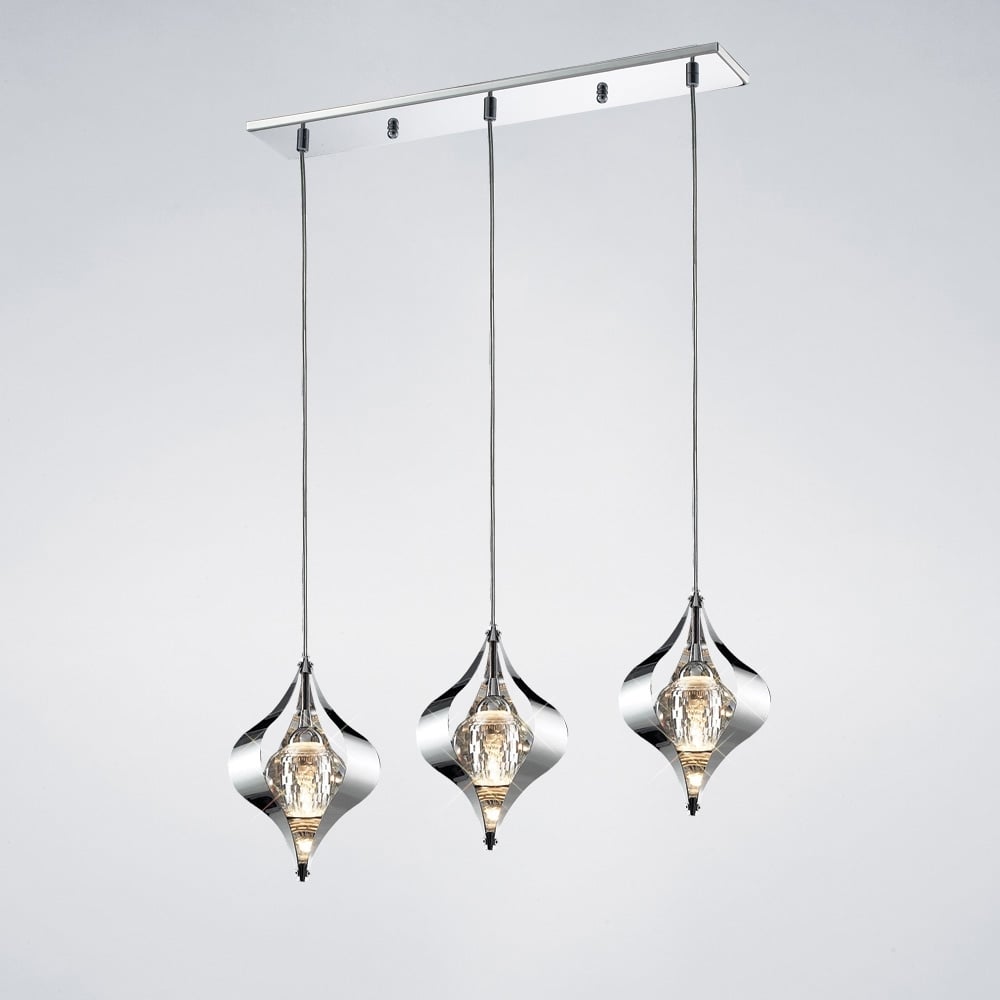 IL30583 Amano Pendant 3 Light Polished Chrome/crystal