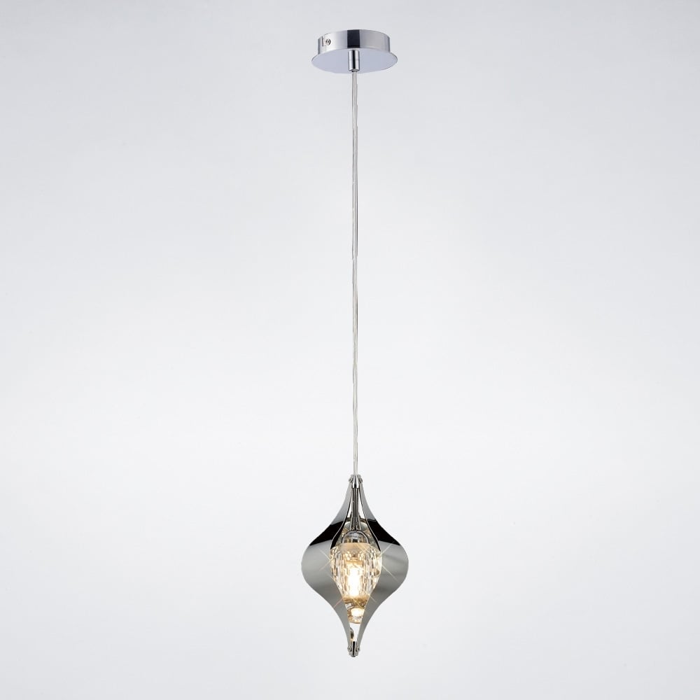IL30582 Amano Pendant 1 Light Polished Chrome/crystal