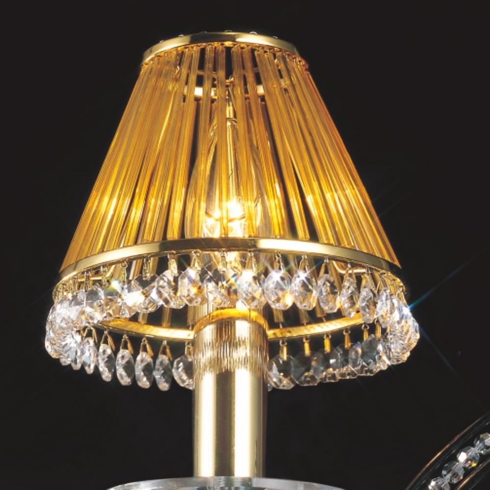IL30500 Crystal Clip On Shade Gold Frame/amber Glass