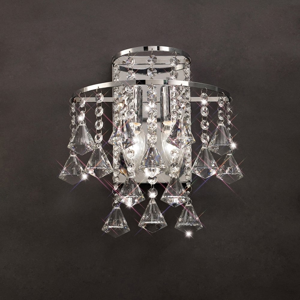 IL30774 Inina Wall Lamp 2 Light Polished Chrome Crystal Switched