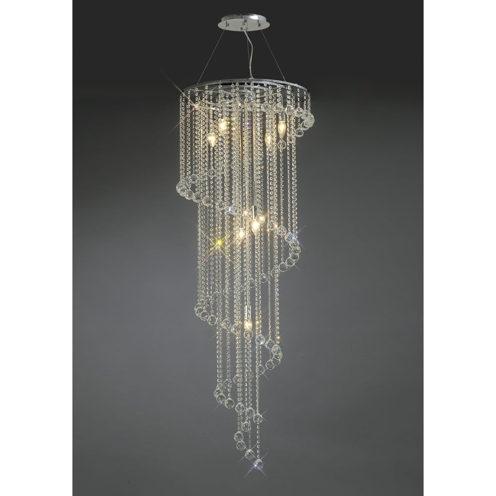 IL30098 Atla Spiral Pendant 9 Light Polished Chrome/crystal