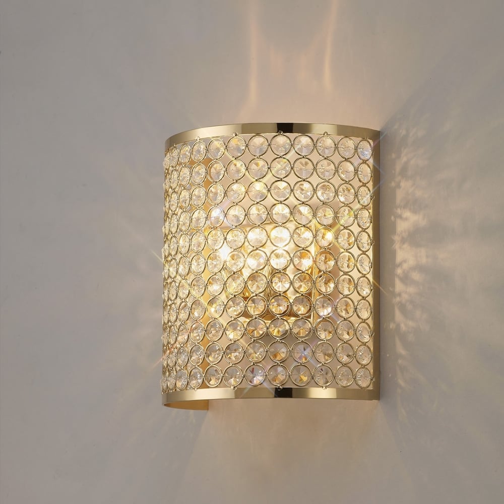 IL30759 Ava Rectangle Wall Lamp 2 Light French Gold/crystal