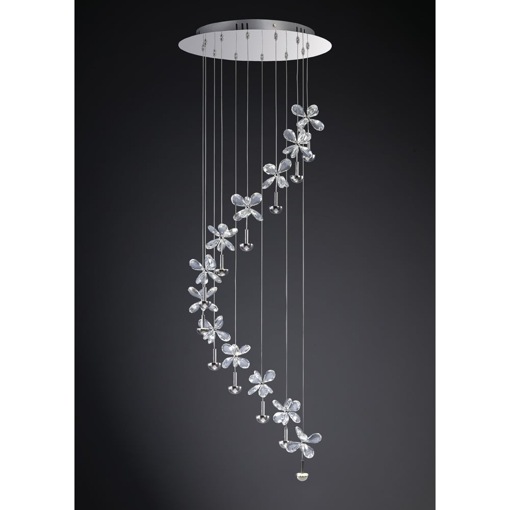 IL31143 Aviva Pendant 12 Light LED Polished Chrome/crystal