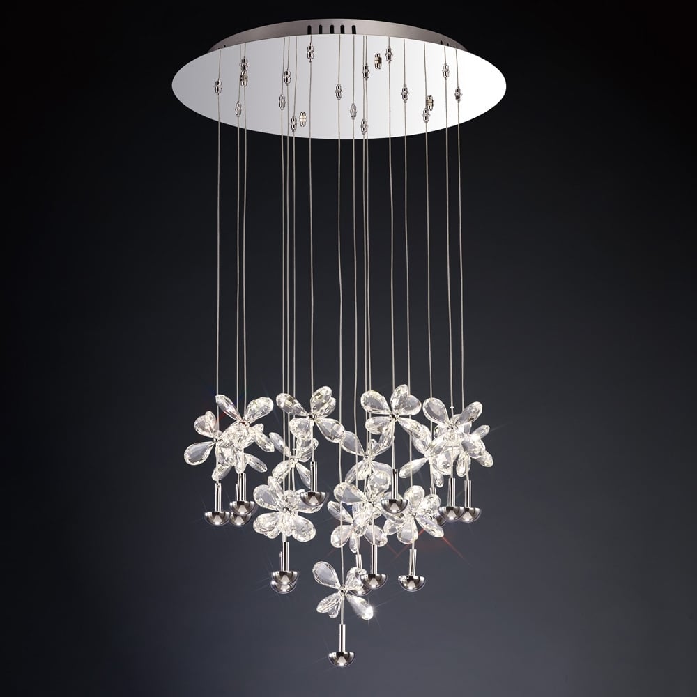 IL31146 Aviva Pendant 16 Light LED Round Polished Chrome/crystal