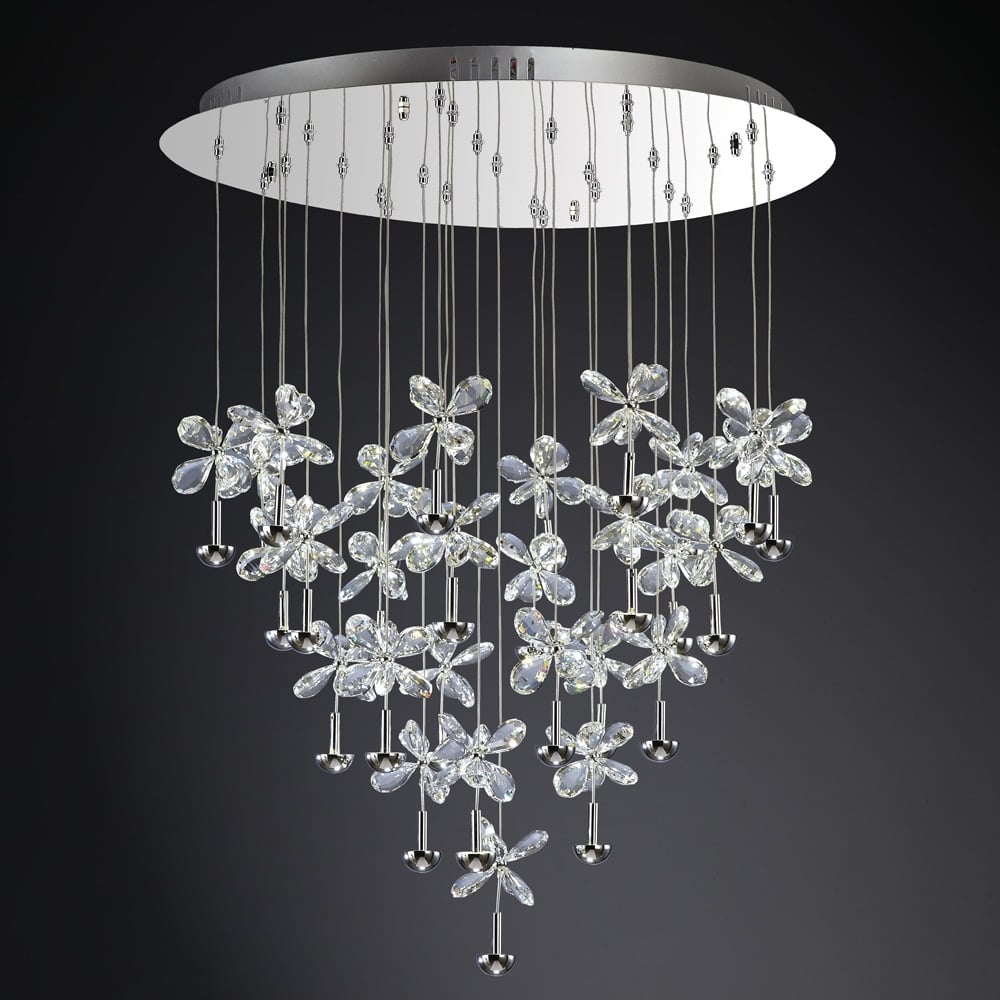 IL31147 Aviva Pendant 28 Light LED Round Polished Chrome/crystal