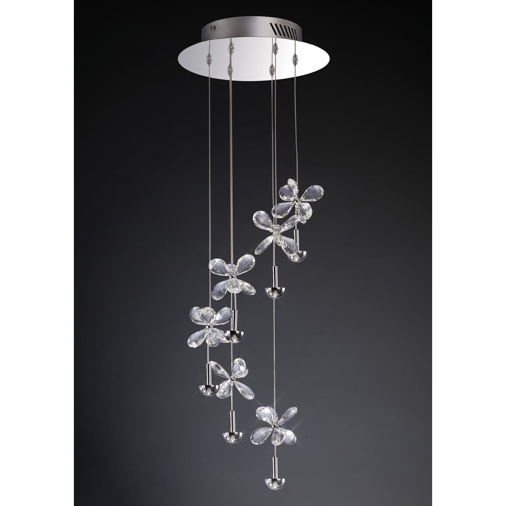 IL31141 Aviva Pendant 6 Light LED Polished Chrome/crystal