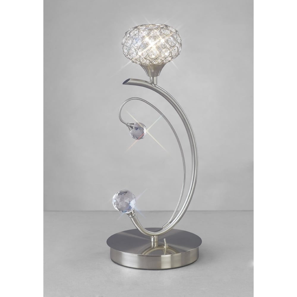 IL30939 Cara Table Lamp 1 Light Satin Nickel/crystal