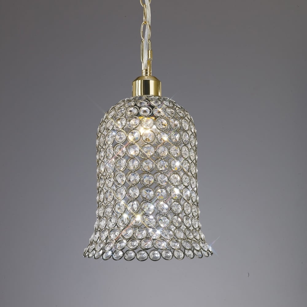 IL60031 Kudo Crystal Bell Shade Antique Brass (SD)