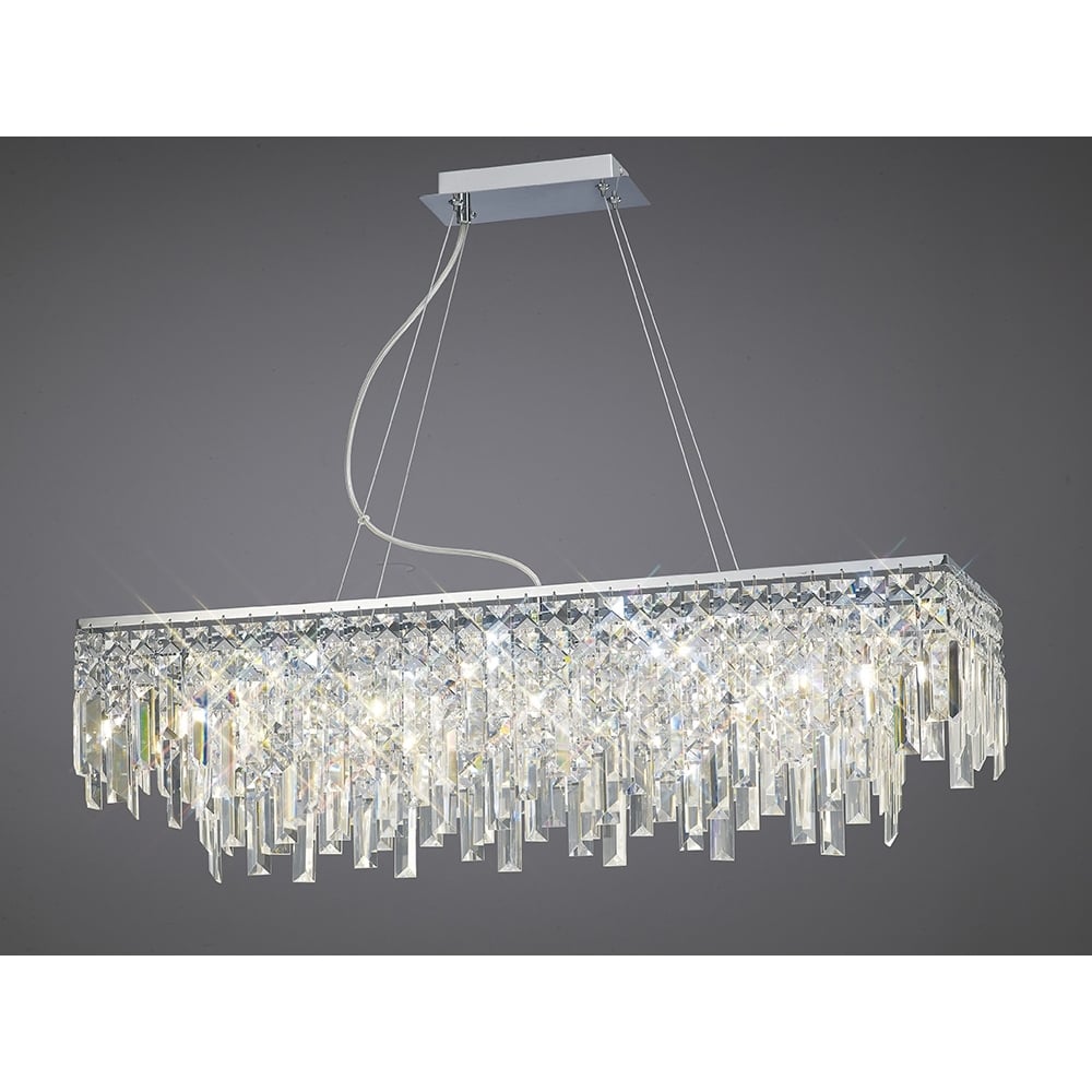 IL30255 Maddison Pendant Rectangular 6 Light Polished Chrome/crystal