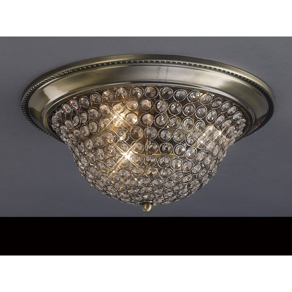 IL31130 Paloma Ceiling 2 Light Small Antique Brass/crystal